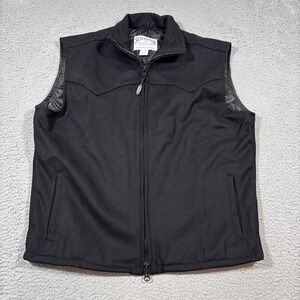 NWOT Schaefer Outfitter Men's L Black Wool Blend Ranch Arena Vest Full Zip